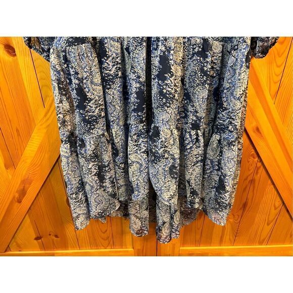 Joie XXL Parisian Paisley Blue Printed Midi Dress Tiered Flowy (4823) - Picture 2 of 6